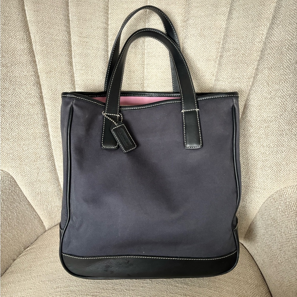 ❌ SOLD COACH Y2K Black Canvas Leather Trim 7706 Tote Bag